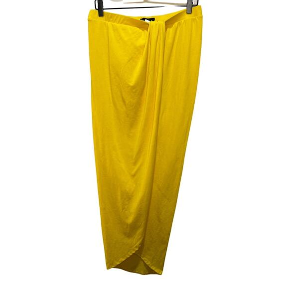 Rebdolls Live A Little Drape Front Midi Bodycon Skirt- Yellow Size 1X - Picture 2 of 6